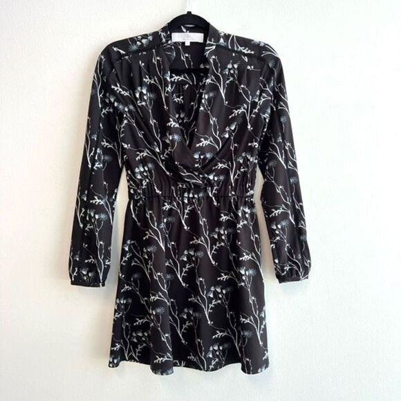 Thakoon Addition Dress Women's Size 0 Black Blue Floral Draped Elastic Waist - Picture 1 of 12
